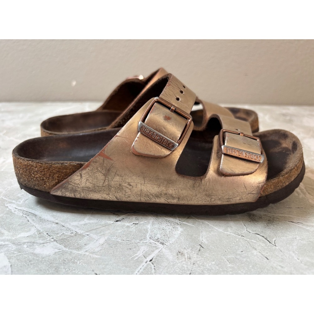 Birkenstock Arizona Bronze‎ Rose Gold Leather Sandals Women's Size 36 5 - 5.5